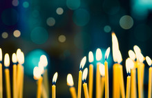 Church Candles On The Background Bokeh