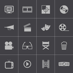 Wall Mural - vector black cinema icon set