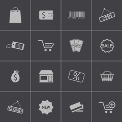 Poster - Vector black  shop icons set