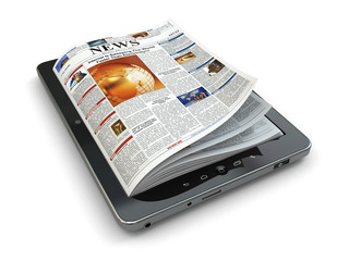 Fototapete - News online concept. Tablet pc and newspaper.