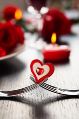 place setting for Valentine's day