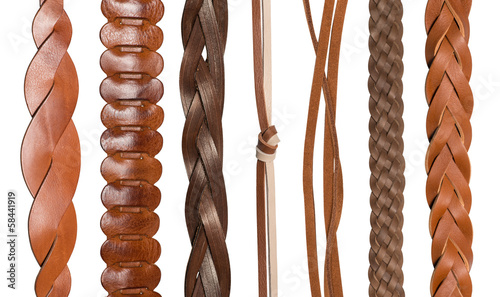 Cuadros en Lienzo Closeup of various leather belts
