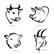 farm animals icons set
