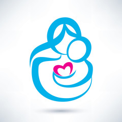 Poster - mom and baby vector icon