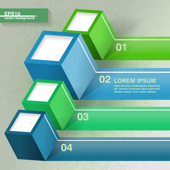 Poster - Infographic template with four green and blue cubes. Eps10