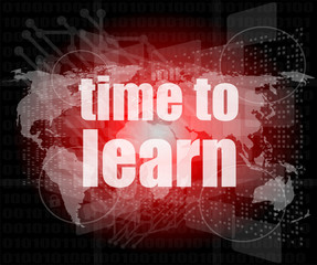 Poster - illustration of touch screen with time to learn words