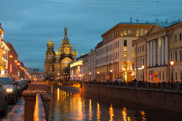 Church of the Savior on Spilled Blood at night