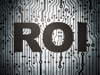 Business concept: circuit board with ROI