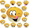 muffin cartoon with many expression isolated on white