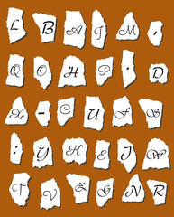 Poster - Alphabet letters on scraps of paper