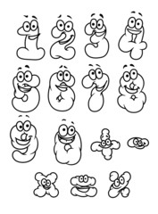 Poster - Cartoon digits and numbers set