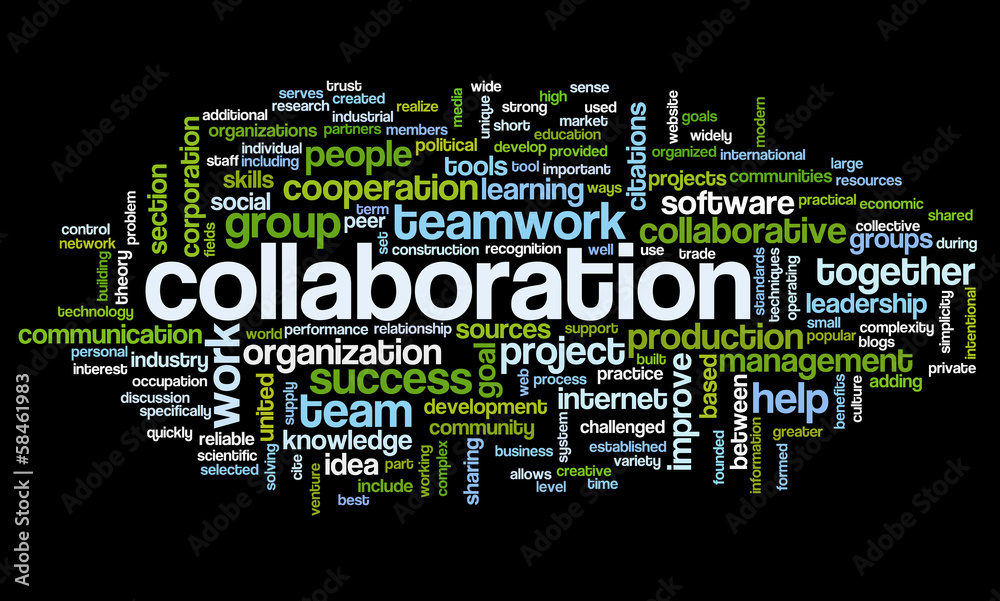 Collaboration concept in word tag cloud Stock Illustration | Adobe Stock