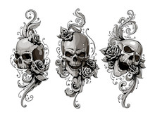 Skulls With Floral Patterns