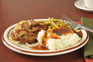 Canvas Print - Salisbury steak with mashed potatoes and gravy