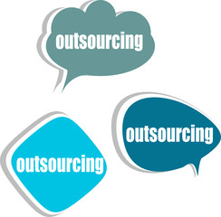 Poster - outsourcing. Set of stickers, labels, tags. Business
