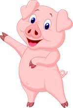 Cute Pig Cartoon Presenting