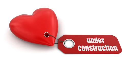 Poster - Heart with label Under Construction (clipping path included)