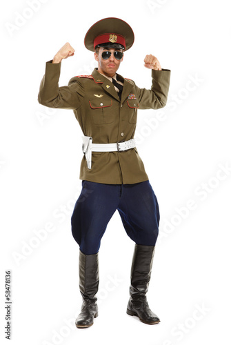 Fotografie, Obraz Portrait of a man dressed as a military dictator. Isolated
