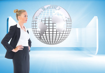 Aufkleber - Composite image of businesswoman standing with hands on hips