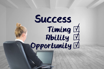 Aufkleber - Composite image of businesswoman sitting on swivel chair with la