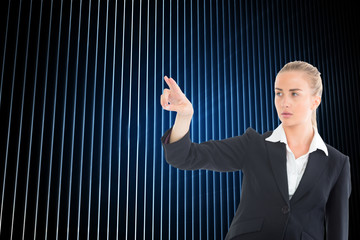 Poster - Composite image of businesswoman pointing somewhere