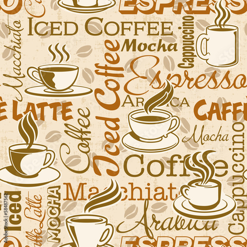 Plakat na zamówienie Coffee break, vector seamless pattern