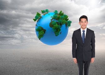 Aufkleber - Composite image of happy businessman looking at camera