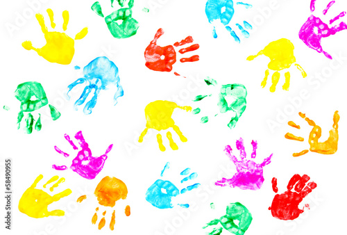 Fotografia, Obraz Hand prints of child isolated on a white