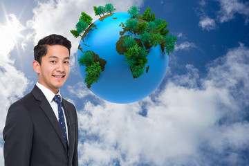 Poster - Composite image of digitally generated earth floating in air