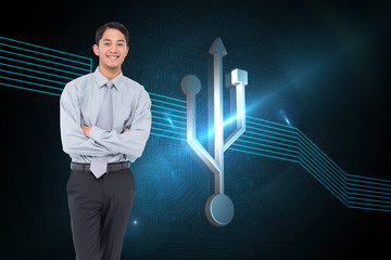 Poster - Composite image of smiling asian businessman