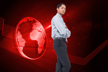 Poster - Composite image of serious asian businessman