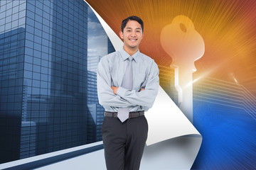 Poster - Composite image of smiling asian businessman