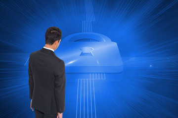Poster - Composite image of businessman turning his back to camera