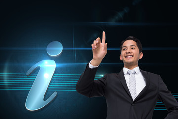 Poster - Composite image of smiling asian businessman pointing