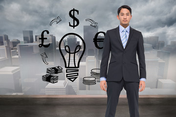 Aufkleber - Composite image of serious asian businessman