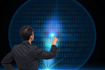 Poster - Composite image of asian businessman pointing