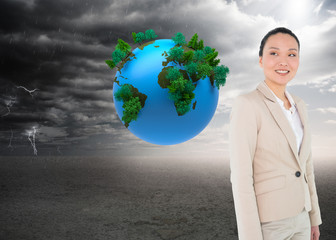 Aufkleber - Composite image of smiling asian businesswoman