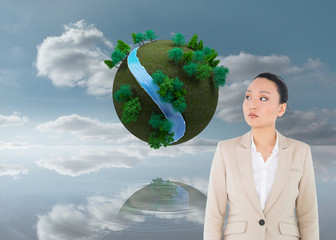 Aufkleber - Composite image of unsmiling asian businesswoman