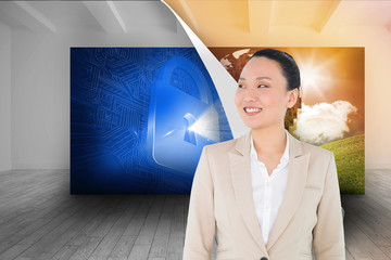 Fototapete - Composite image of smiling asian businesswoman