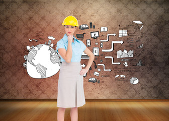 Poster - Composite image of thoughtful attractive architect posing