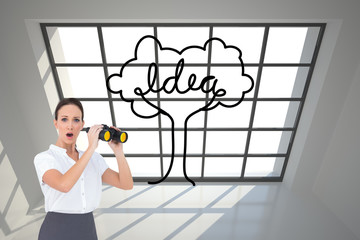 Poster - Composite image of astonished elegant businesswoman holding bino