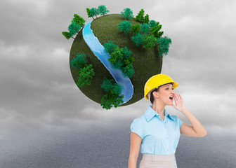 Aufkleber - Composite image of attractive architect yelling