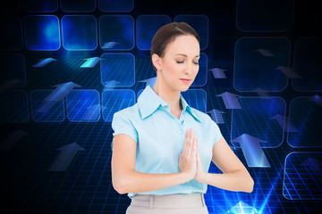 Poster - Composite image of peaceful young businesswoman praying