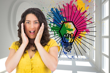 Poster - Composite image of disgusted casual young woman posing