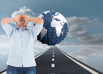 Poster - Composite image of shouting casual man standing