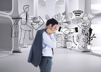 Poster - Composite image of unsmiling businessman standing