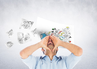 Poster - Composite image of shouting casual man standing