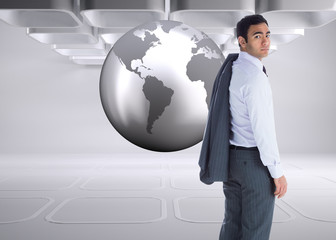 Aufkleber - Composite image of unsmiling businessman standing