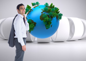 Poster - Composite image of smiling businessman standing