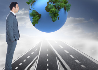 Aufkleber - Composite image of unsmiling businessman standing